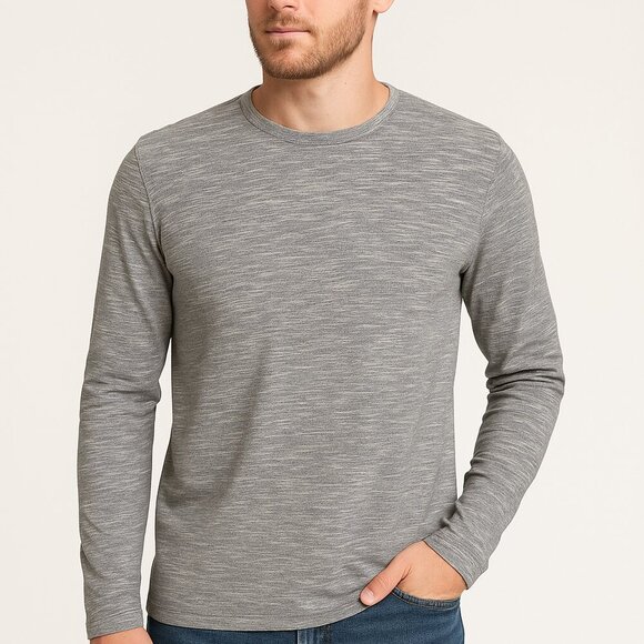 Mark Law Luxury Tee Shirt Size Small Long Sleeve Gray Neutral Basic Minimalist - Picture 1 of 9